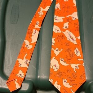 Orange Tie with Ghost Print